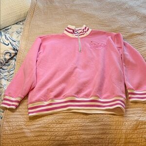 Barbie Pink and White Striped Quarter-Zip Sweatshirt